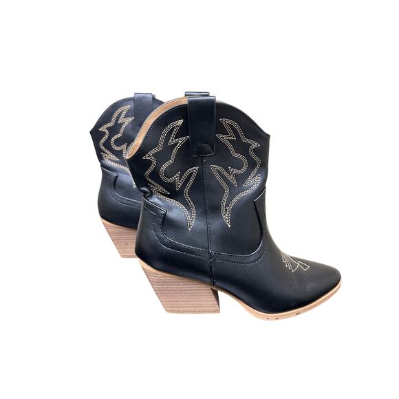 Soda Size 9 Cowgirl Western Embroidered Ankle Boots Bootie Pointed Toe Black - Picture 5 of 13